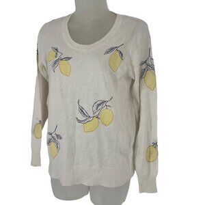 Chasor Womens Lemon embroidered Print Long Sleeve Sweater - Size S lightweight